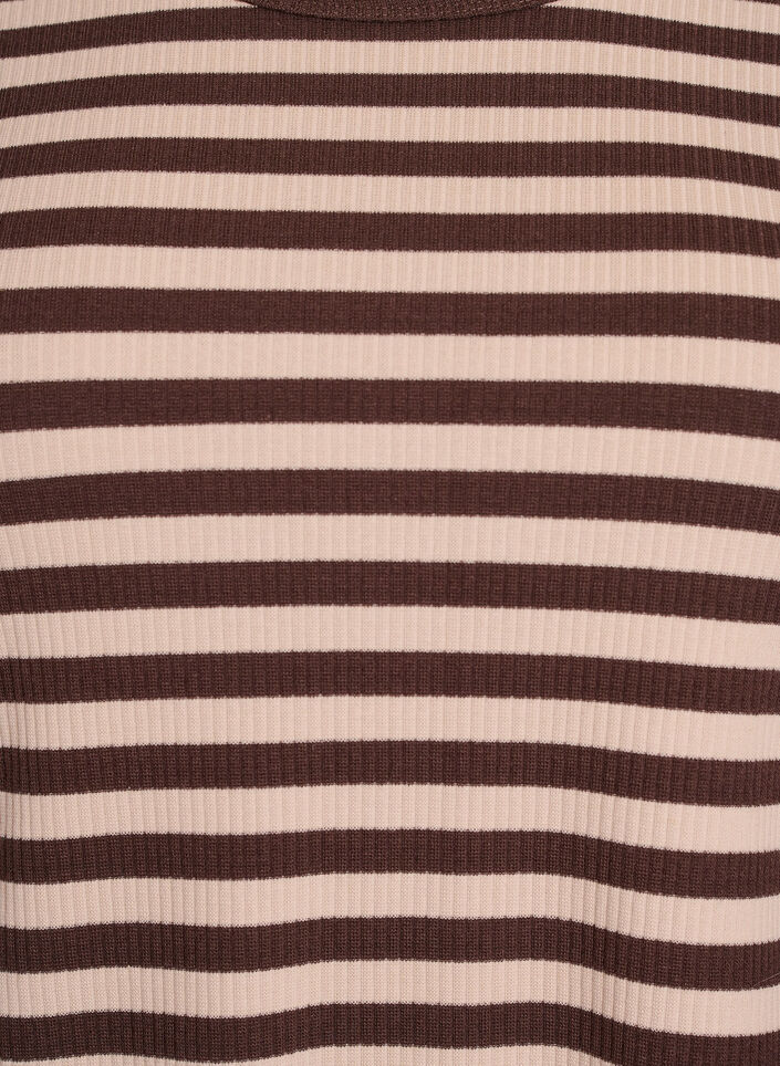 Stribet bluse med lange &aelig;rmer, Brun, Packshot image number 2