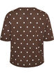 Kort&aelig;rmet strikbluse med prikker, Brun, Packshot image number 1