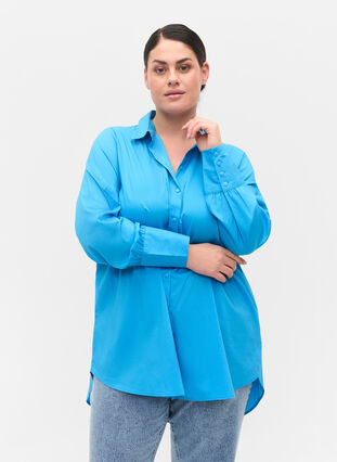 Langærmet skjorte med høj cuff, Dresden Blue, Model image number 0