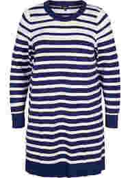 Stribet strikkjole med lange ærmer, Peacoat W. Stripes