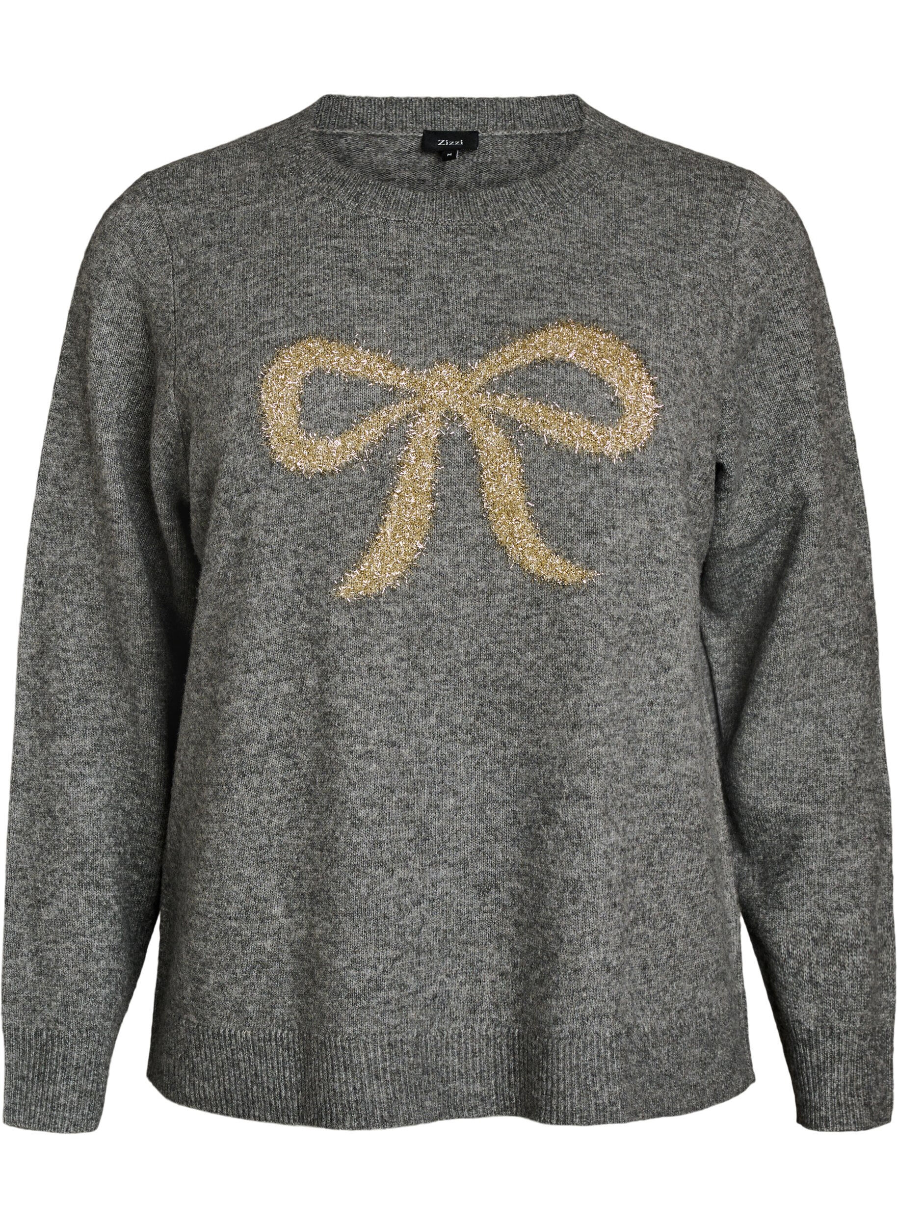 Strikbluse med glittersl&oslash;jfe