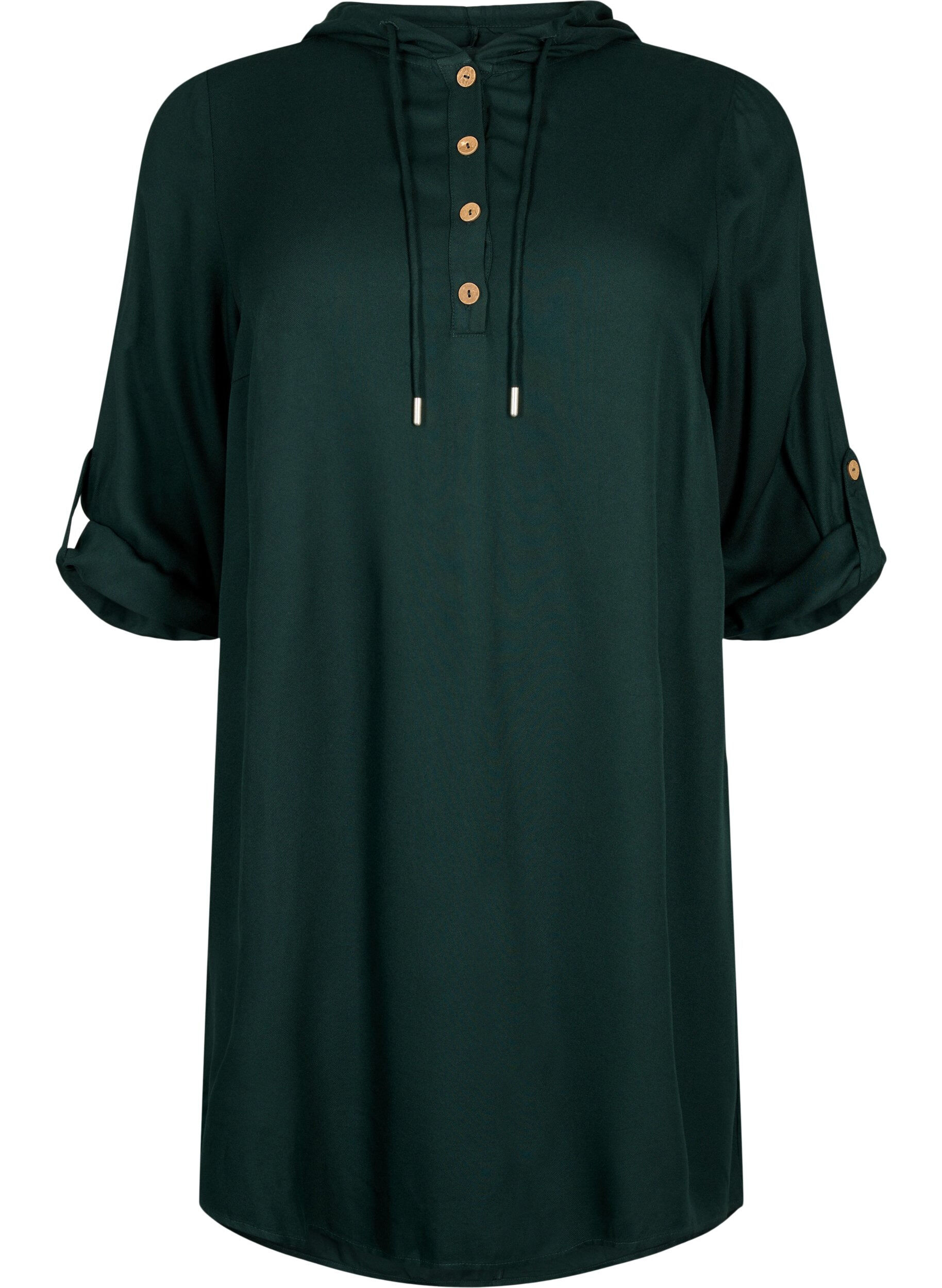 Zizzi Viskose tunika med h&aelig;tte, Scarab, Packshot image number 0