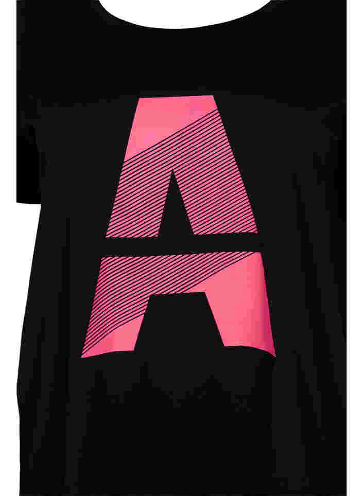 Trænings t-shirt med print, Black w. Pink A, Packshot image number 2