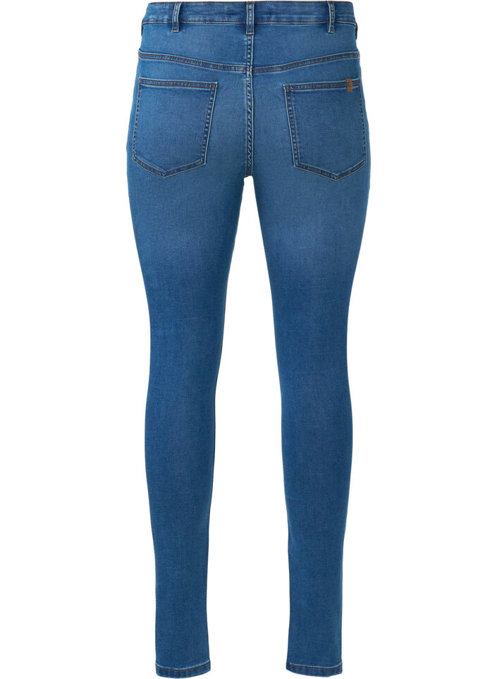 Højtaljede Amy jeans med knaplukning, Blue Denim, Packshot image number 1