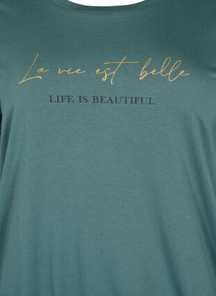 Kortærmet bomulds t-shirt med elastikkant, Sea Pine W. Life, Packshot image number 2