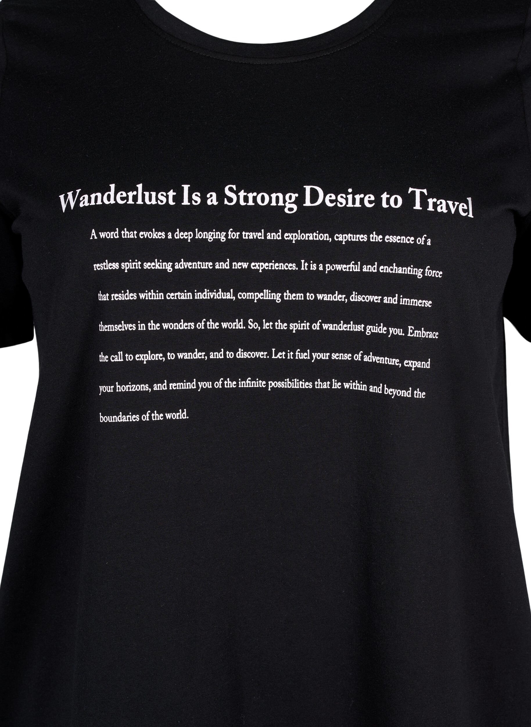 Zizzi FLASH - T-shirt med motiv, Black Wanderlust, Packshot image number 2
