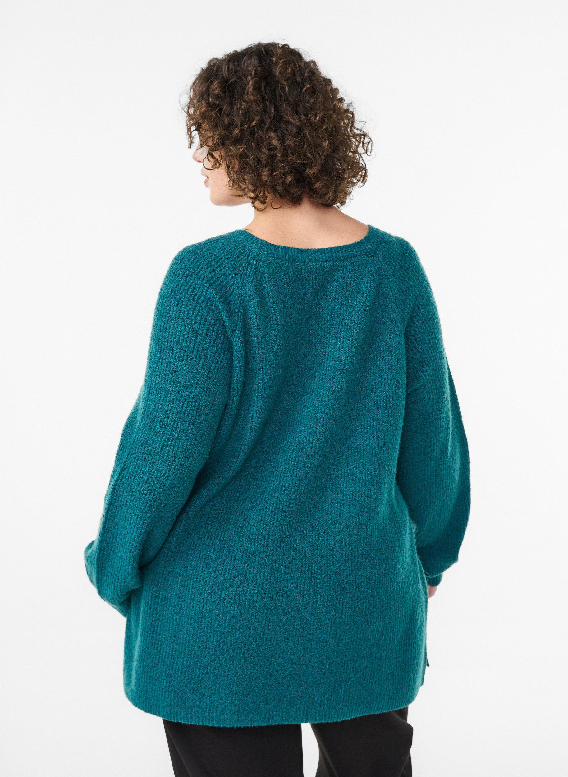 ZizziStrikbluse med diagonalt m&oslash;nster og raglan&aelig;rmer, Gr&oslash;n, Model image number 2