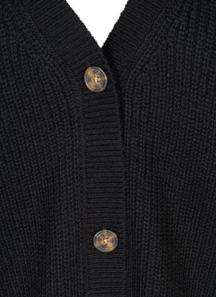 Kort ribstrikket cardigan med v-udskæring, Black, Packshot image number 2