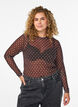 Mesh bluse med prikker, Brun, Model image number 0