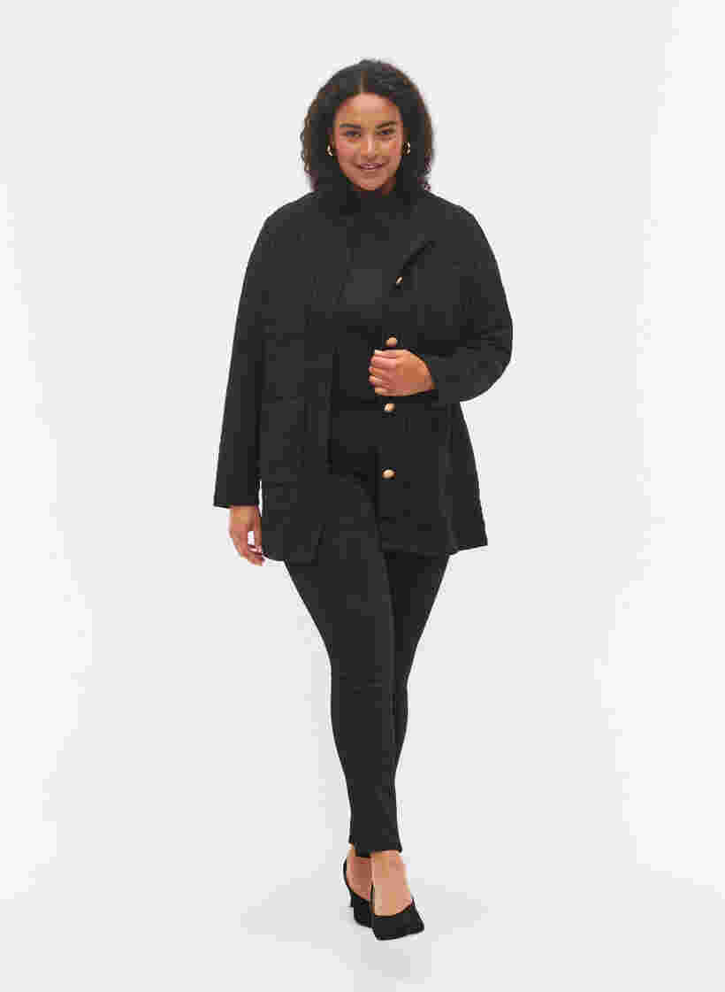Boucle jakke med lommer, Black, Model image number 3