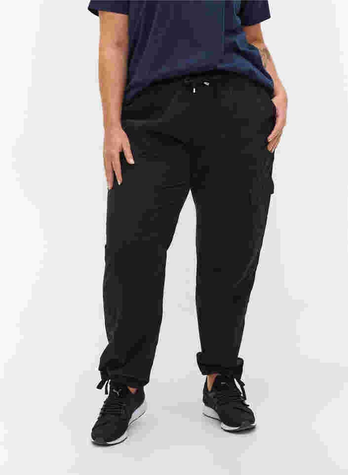 Løse bukser i bomuld, Black, Model image number 2