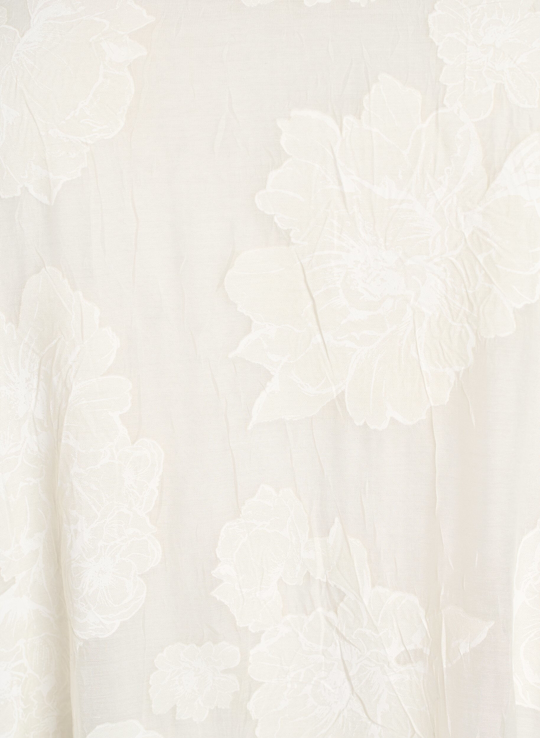 Zizzi Midikjole med blomstermotiver og transparente 3/4-&aelig;rmer, Beige, Packshot image number 2