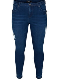 Super slim Amy jeans med slid, Dark blue denim