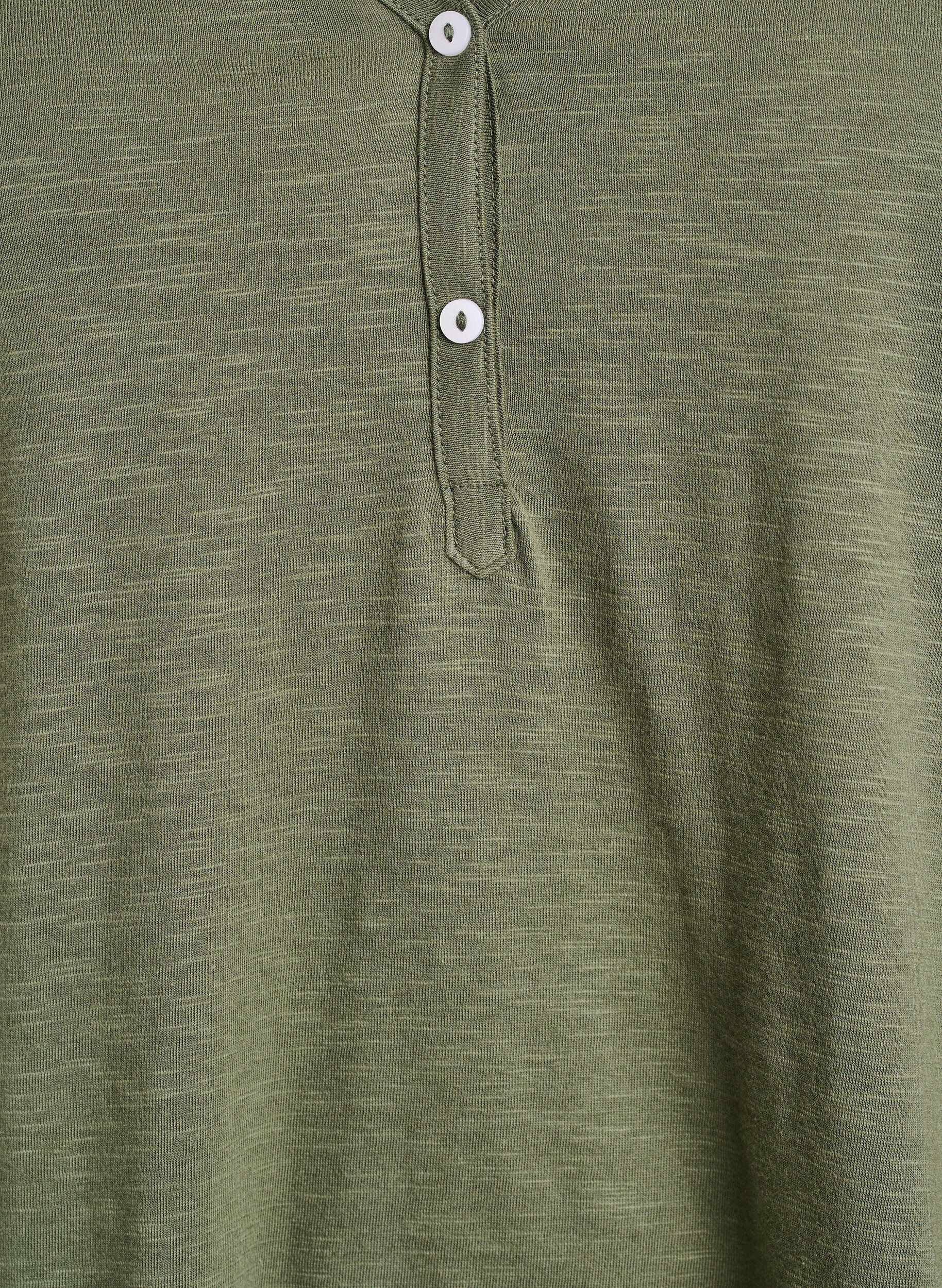 ZizziLang&aelig;rmet t-shirt med V-hals og knapper, Gr&oslash;n, Packshot image number 2