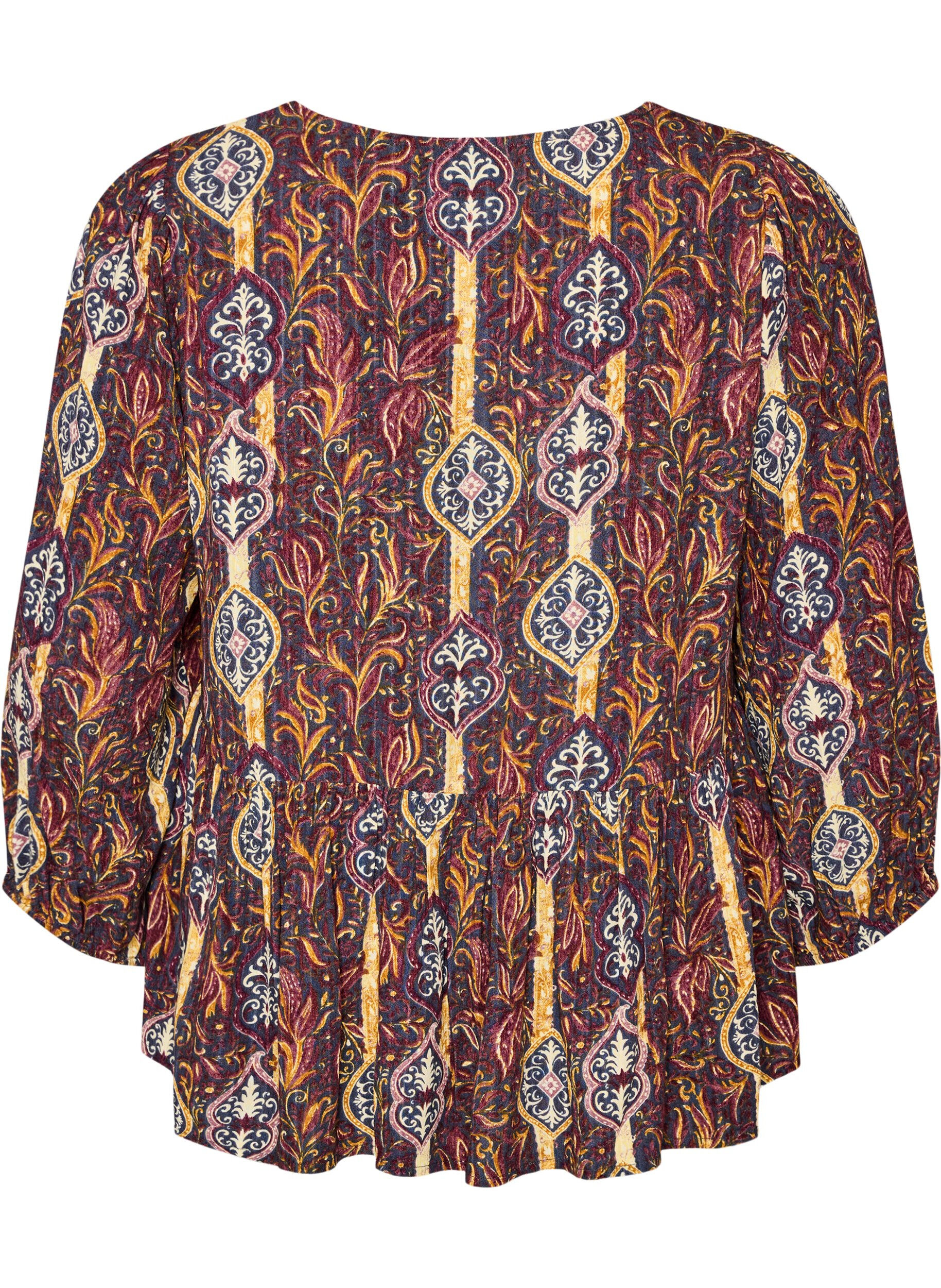 ZizziBluse med paisleyprint og sn&oslash;redetalje, Lilla, Packshot image number 1