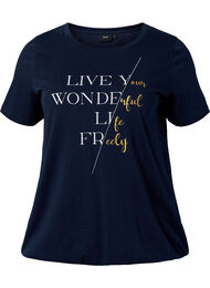 Kortærmet bomulds t-shirt med elastikkant, Night Sky W. Live