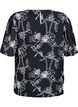 Kort&aelig;rmet bluse med broderet m&oslash;nster, Sort, Packshot image number 1