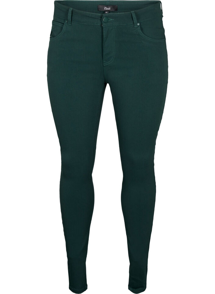 Slim fit bukser med lommer, Gr&oslash;n, Packshot image number 0