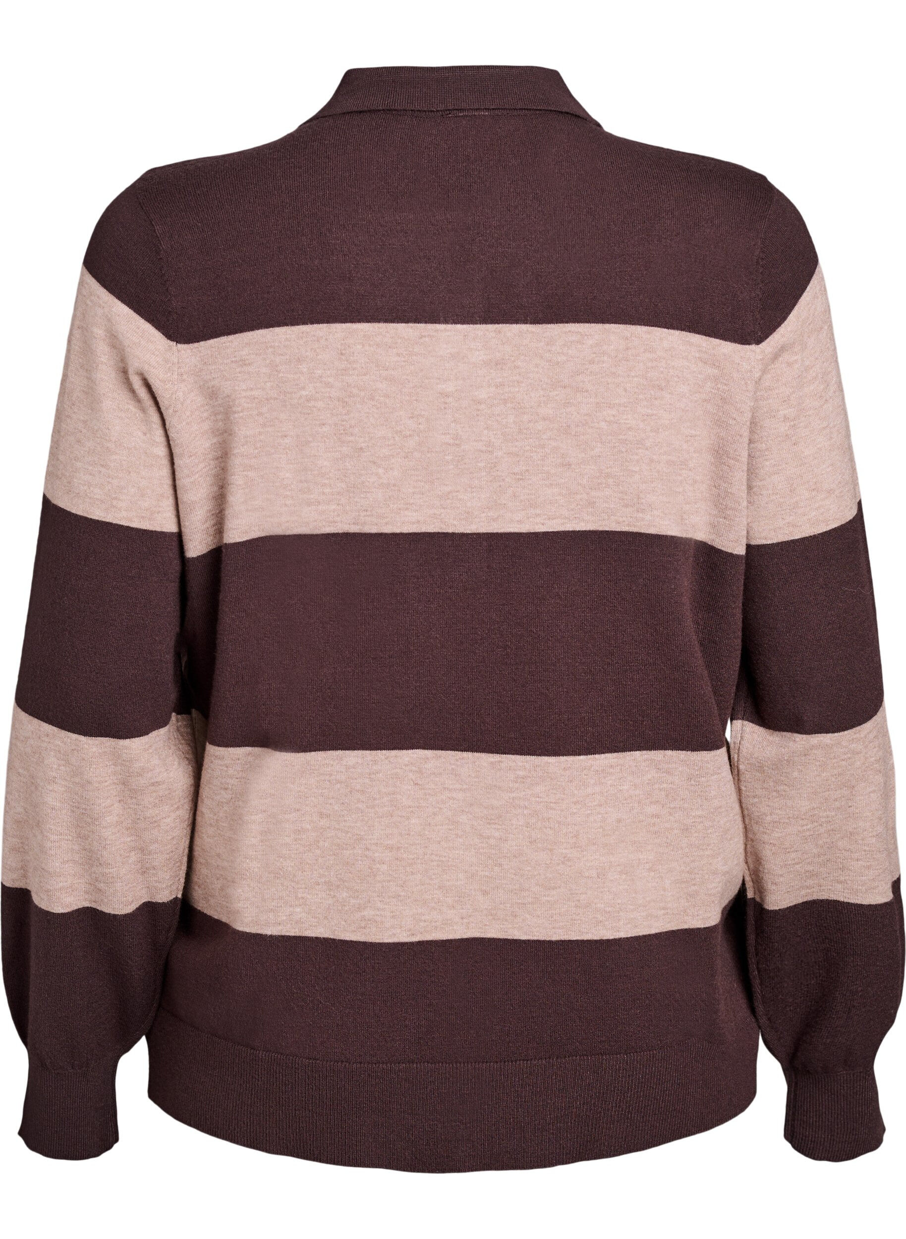 Zizzi Strikbluse med polokrave, Brun, Packshot image number 1