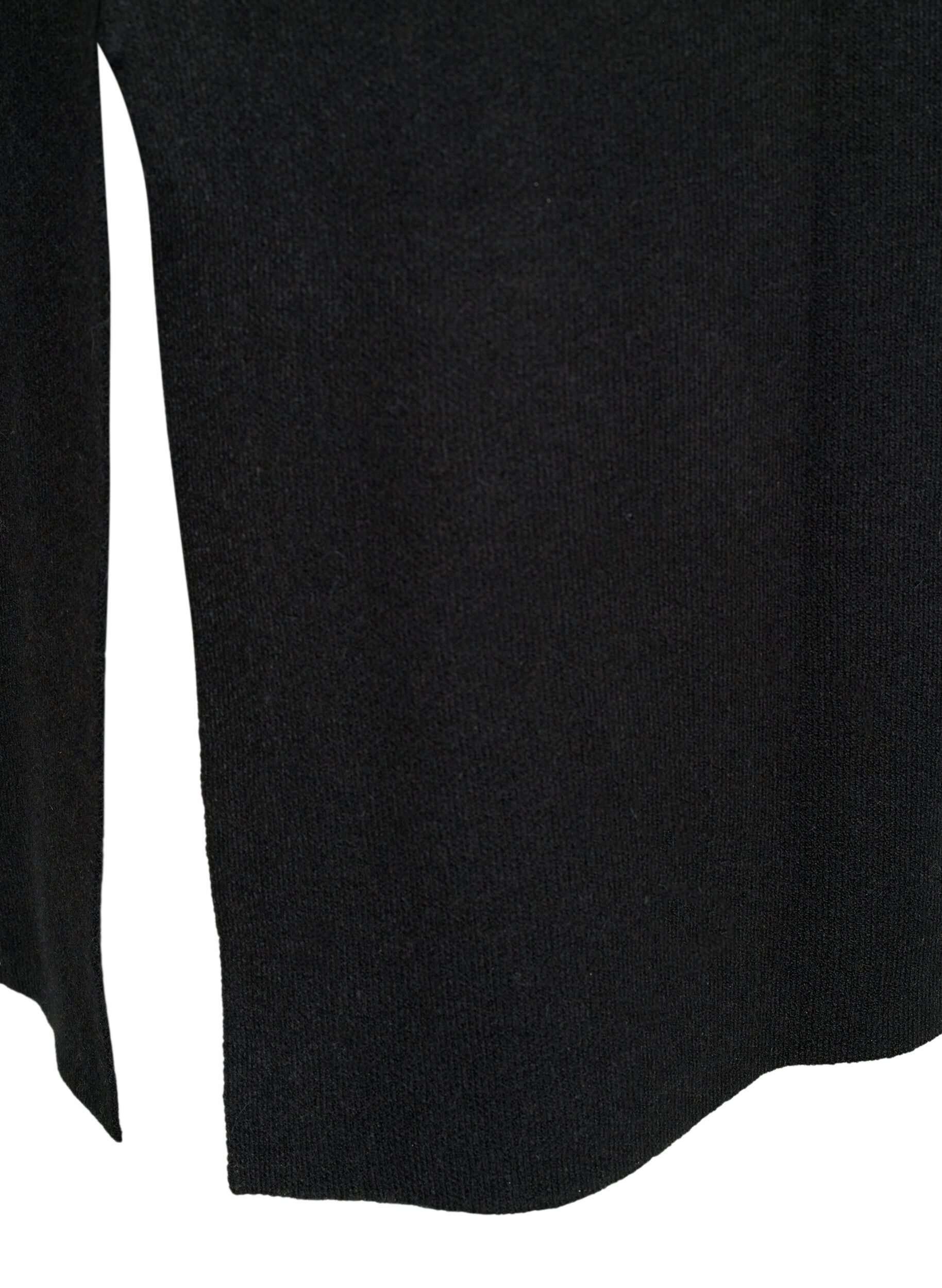Zizzi Stribet strikcardigan i viskosemix, Black w. Birch, Packshot image number 3