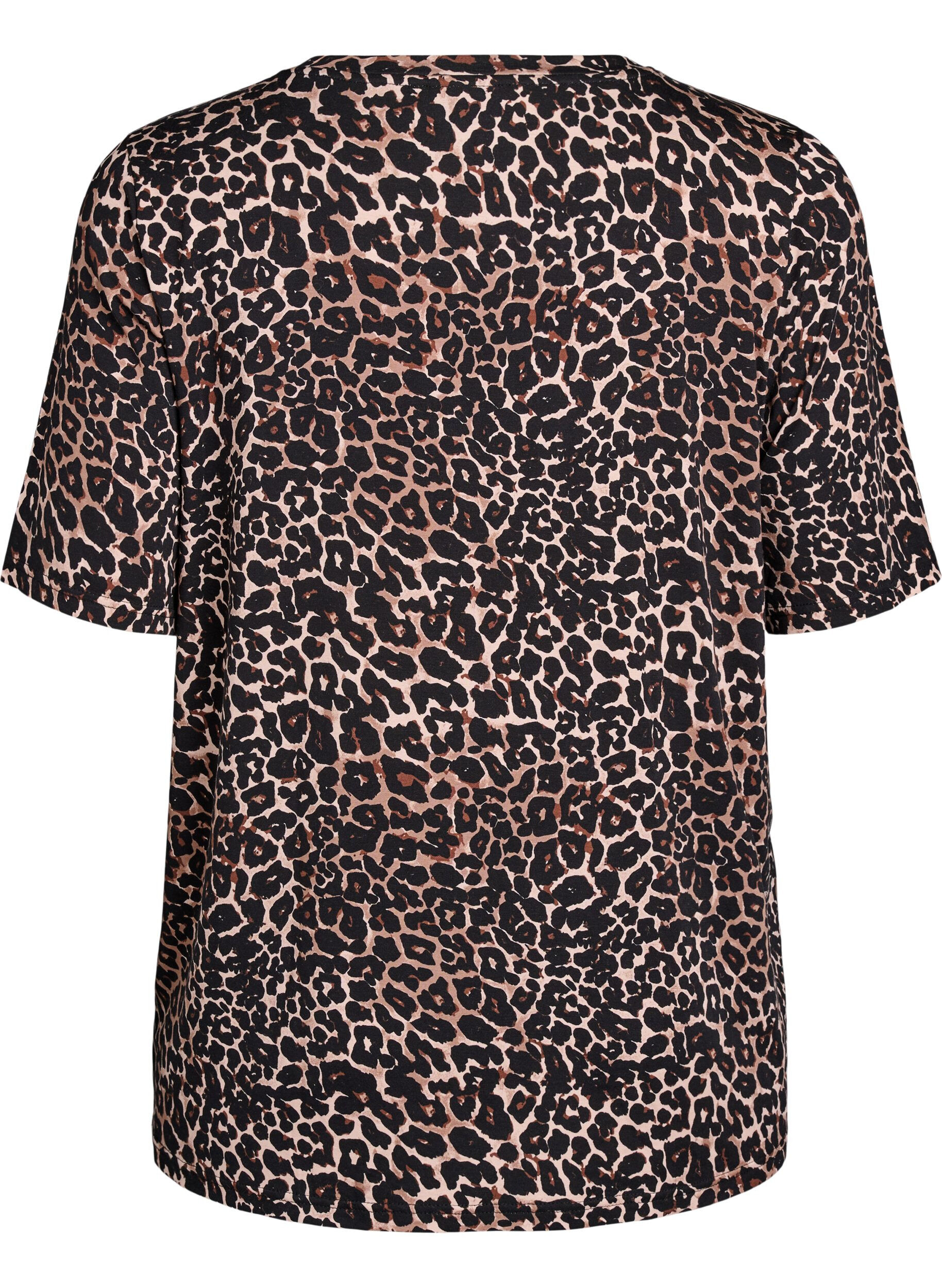 Zizzi T-shirt med TENCEL&trade; Lyocell og leoprint, Brun, Packshot image number 1