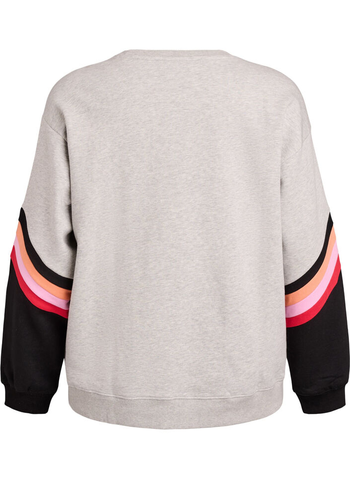 L&oslash;s sweatshirt med kontrastdetaljer p&aring; &aelig;rmerne, Gr&aring;, Packshot image number 1