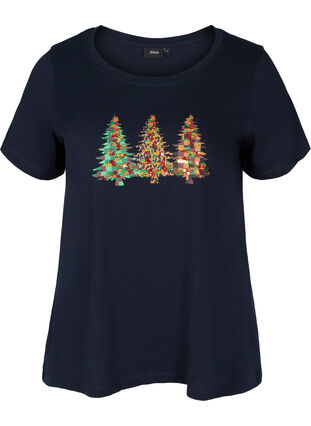Jule t-shirt med pailletter, Night Sky, Packshot image number 0