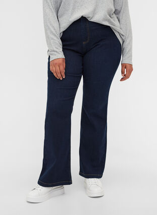 Ellen bootcut jeans med høj talje, Dark blue denim, Model image number 2