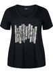 Bomulds t-shirt med pailletter, Black W. Be free, Packshot image number 0