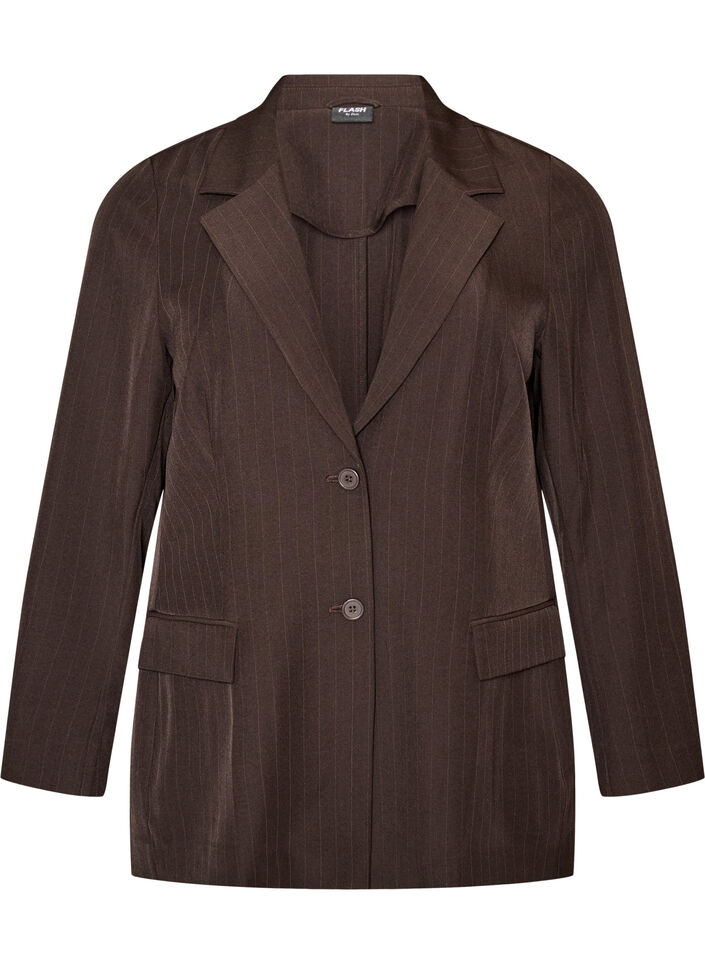 Blazer med lommer og slids, Brun, Packshot image number 0