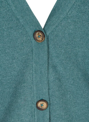 Kort strik cardigan med knapper, Sea Pine Mel., Packshot image number 2