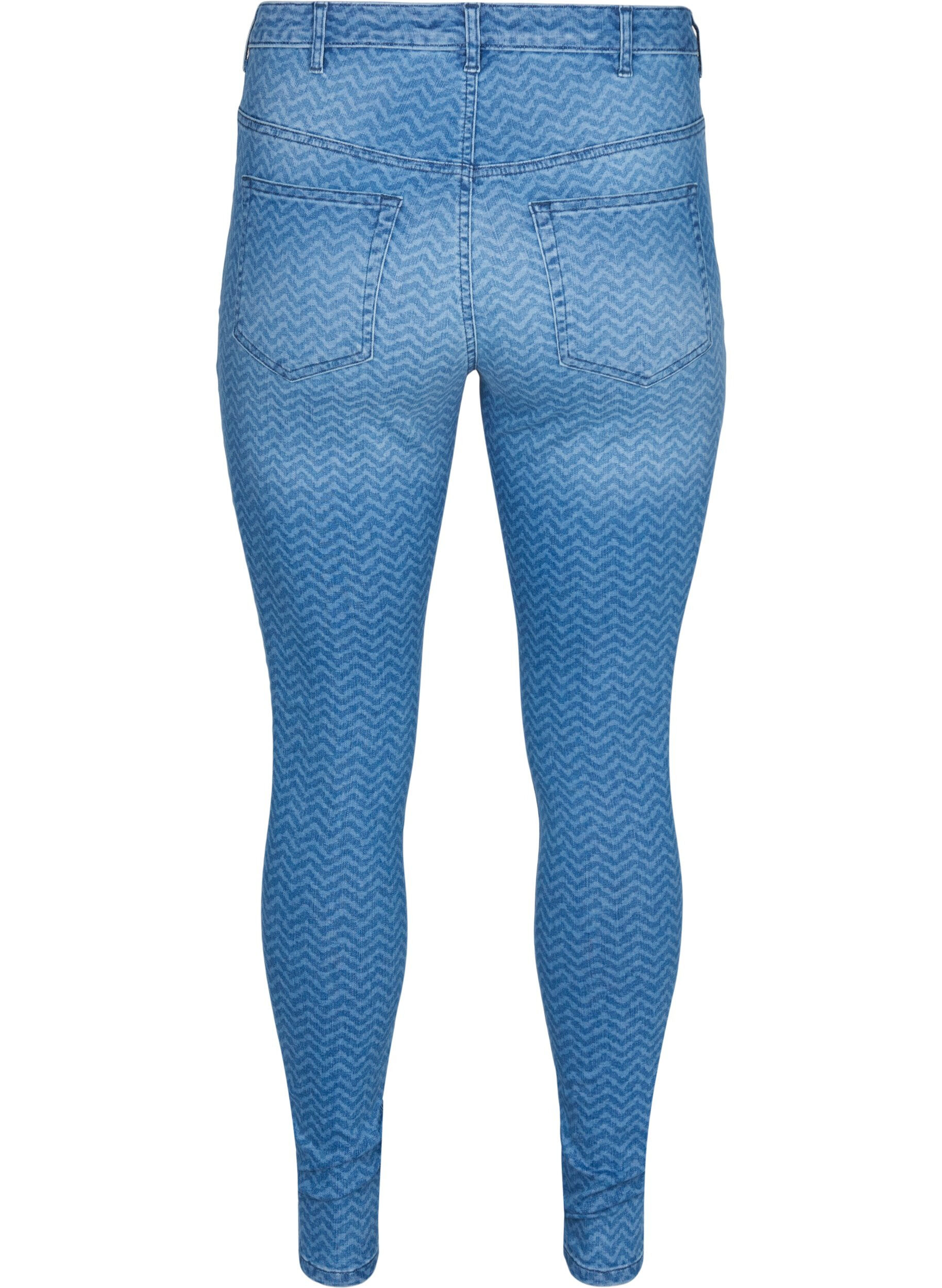 Zizzi Printede Amy jeans med h&oslash;j talje, Ethnic Pri, Packshot image number 1