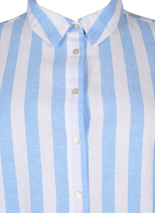 Lang skjorte i hør og bomuld, Blue White Stripe, Packshot image number 2