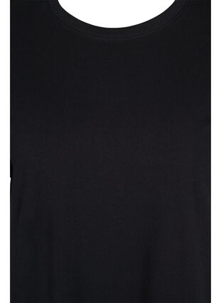 Ensfarvet t-shirt natkjole i bomuld, Black, Packshot image number 2
