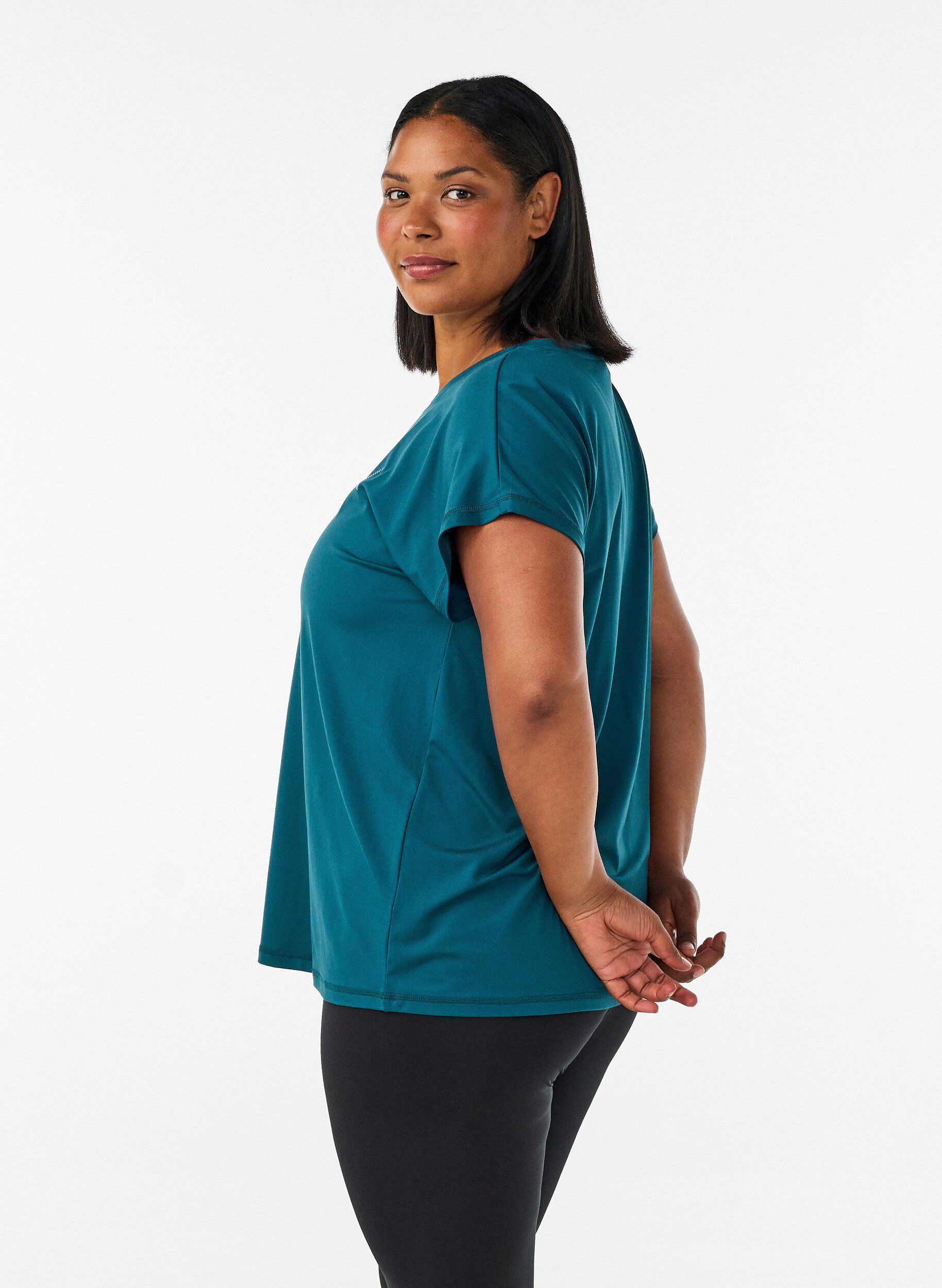 ZizziEnsfarvet tr&aelig;nings t-shirt, Gr&oslash;n, Model image number 2