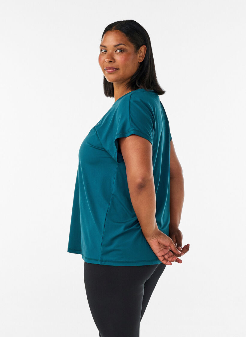 Ensfarvet tr&aelig;nings t-shirt, Gr&oslash;n, Model image number 2