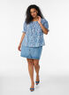 Bluse i bomuld med firkantet udsk&aelig;ring, Bl&aring;, Model image number 1