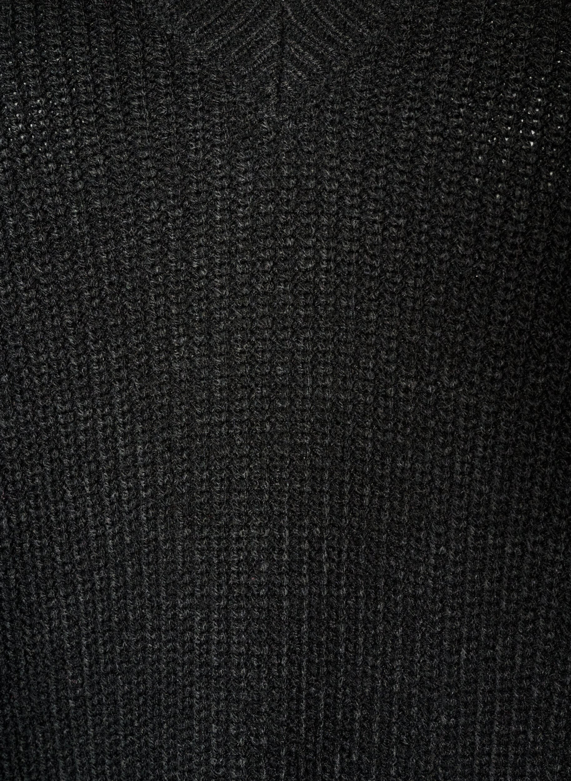 ZizziLang ribstrikket bluse med V-hals, Sort, Packshot image number 2