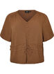 Bluse med struktur og bindeb&aring;nd i taljen, Brun, Packshot image number 0