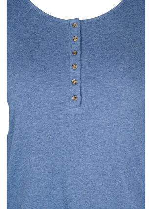 Meleret bluse med knapper og 3/4 ærmer , Blue Melange, Packshot image number 2