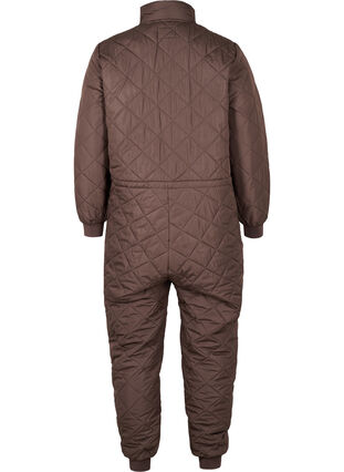 Quiltet termo jumpsuit med justerbar talje, Black Coffee, Packshot image number 1