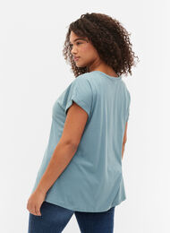 Kortærmet t-shirt i bomuldsblanding, Smoke Blue, Model