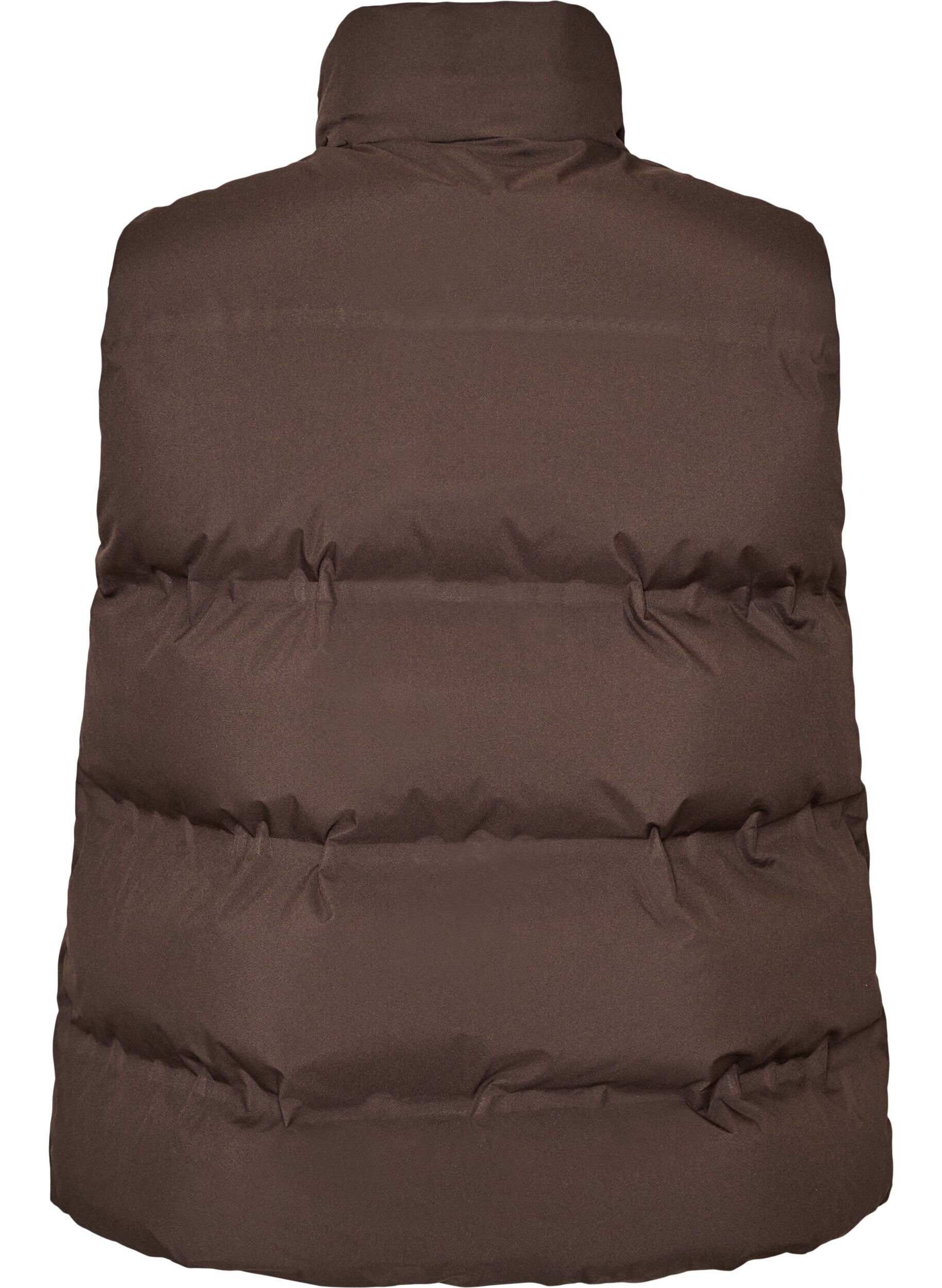 ZizziKort puffervest med h&oslash;j krave, Brun, Packshot image number 1