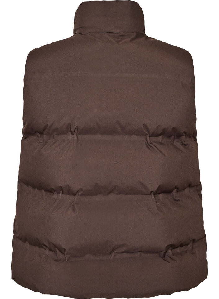 Kort puffervest med h&oslash;j krave, Brun, Packshot image number 1