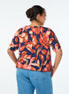 Viskosebluse med blomsterprint og korte &aelig;rmer, Bl&aring;, Model image number 2