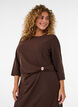 Jerseykjole med drapering og dekorativt sp&aelig;nde, Brun, Model image number 2