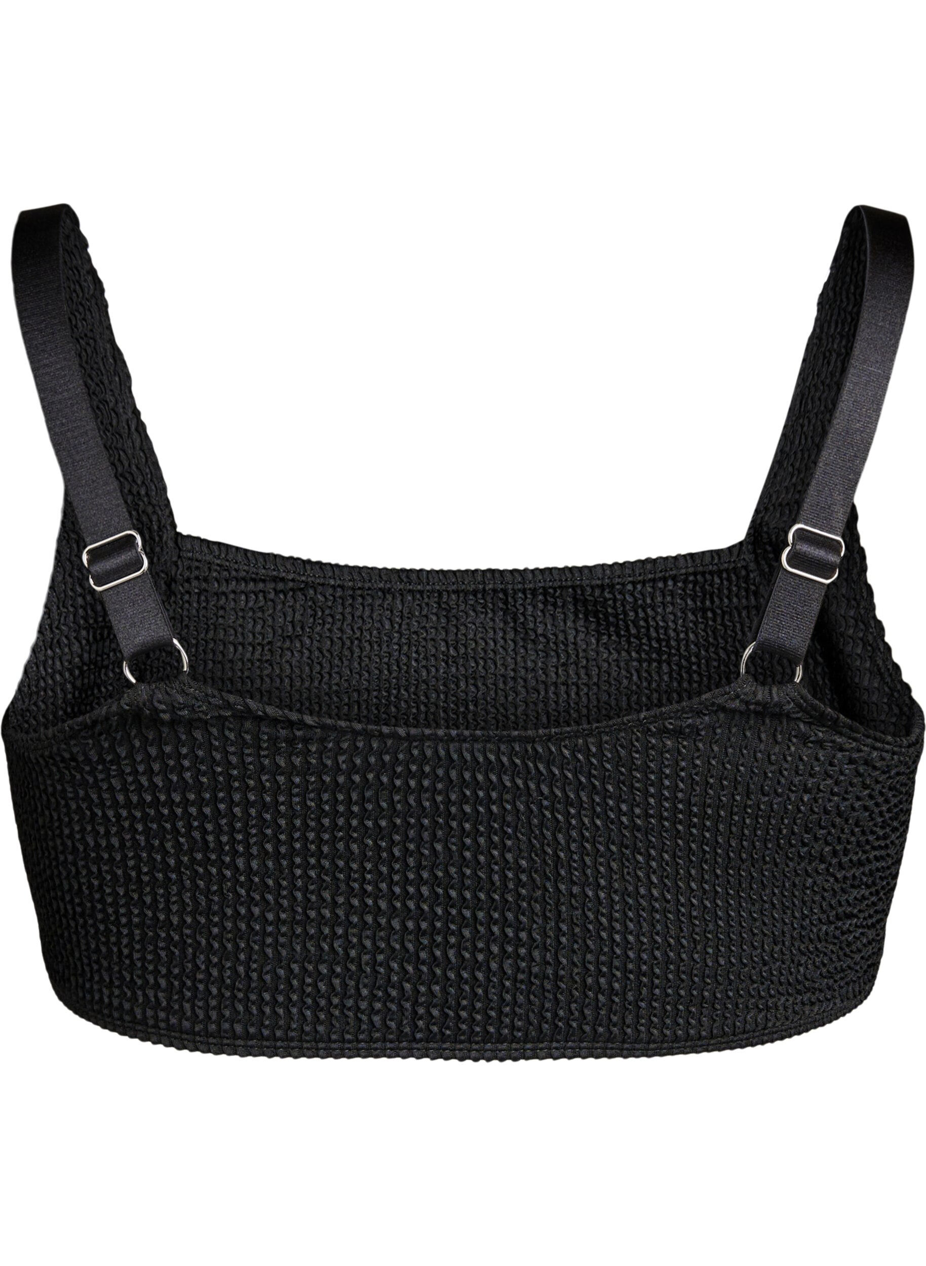 Zizzi Crepe bikini top med justerbare stropper, Sort, Packshot image number 1