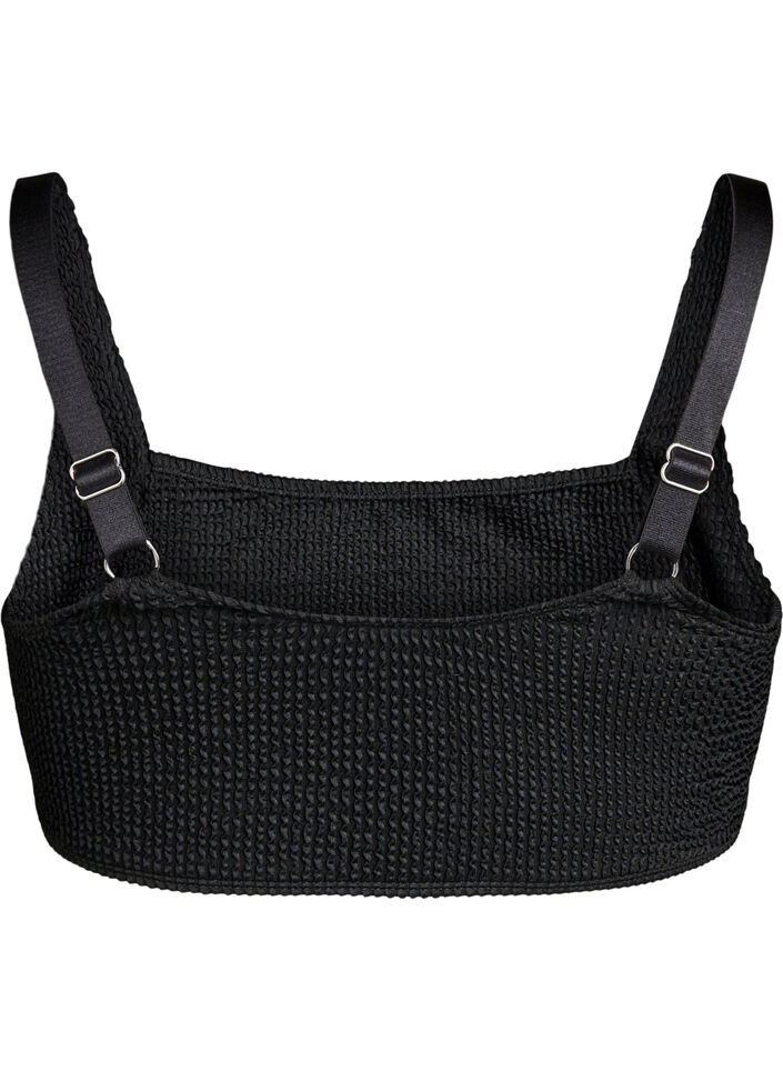 Crepe bikini top med justerbare stropper, Sort, Packshot image number 1