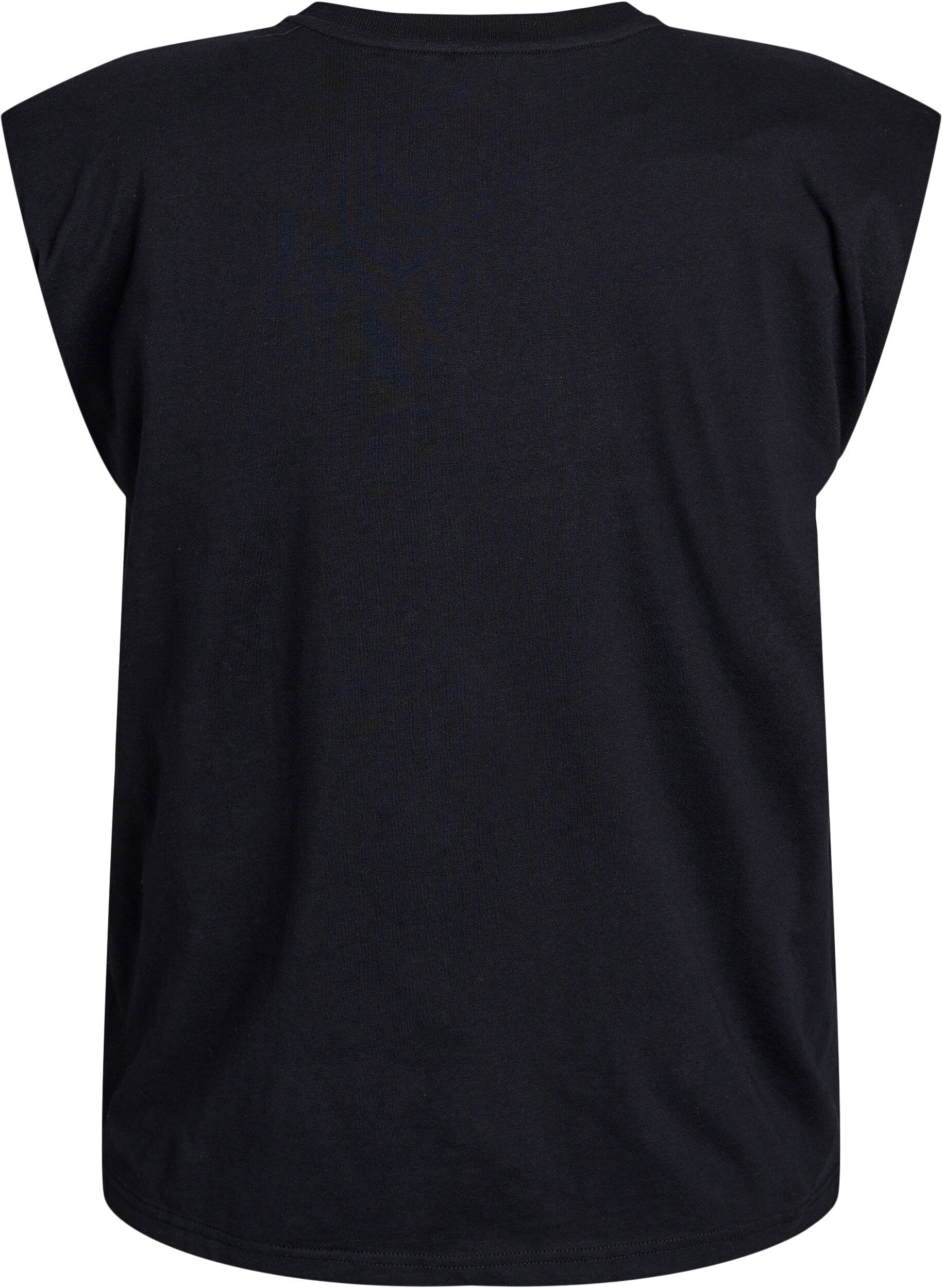 Zizzi &AElig;rmel&oslash;s jerseybluse med skulderpuder, Sort, Packshot image number 1