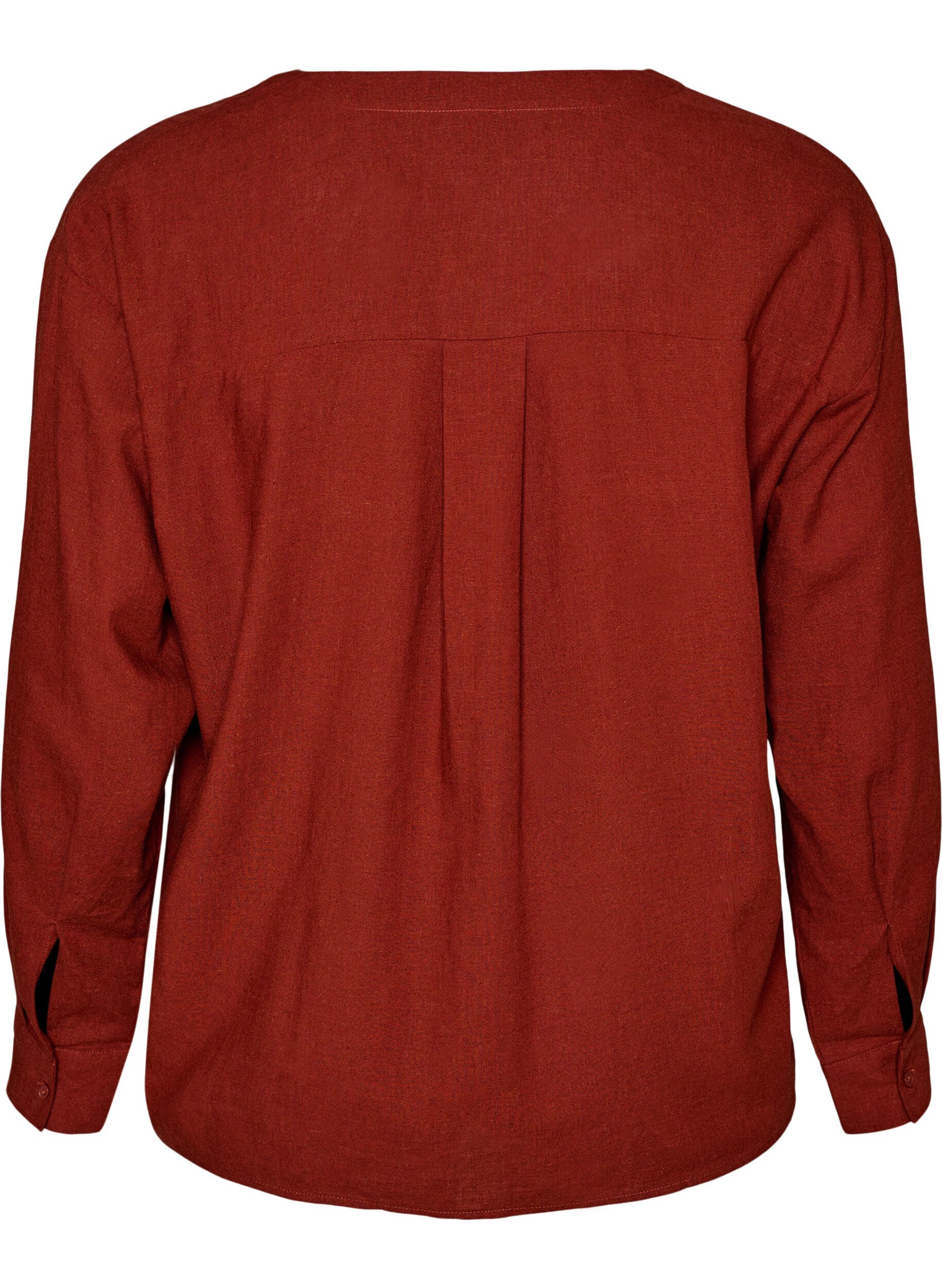 ZizziBluse i h&oslash;r og viskose med V-udsk&aelig;ring, R&oslash;d, Packshot image number 1